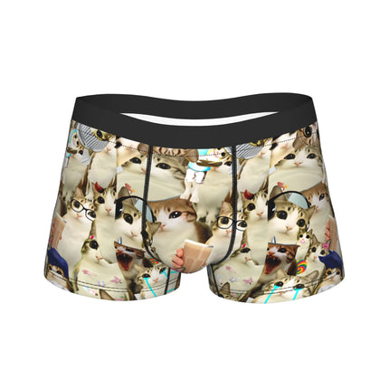 Meowl Cat Owl Cute Pet Stickers Underwear  Comfortable Panties Customs Boxer Brief For Males 3D Pouch Oversize Trunk