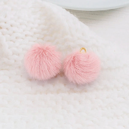10pcs Plush Fur Covered Ball Beads Charms DIY Pompom Beads Pendant for Necklace Earring Bracelet Jewelry Making Supplies Finding