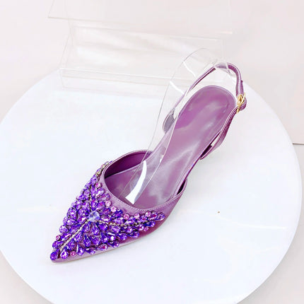 INSIGHTLINK Sky blue/Green/Gold/Purple Rhinestones High Heels Sandals With Clutch Bags For Wedding Party Lady Shoes And Bag Set