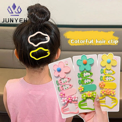 Girls Colorful Flower Hairpin Children's Carrot Hair Clips Side Hairpin Girls Bangs Clip Baby Headwear For Kids