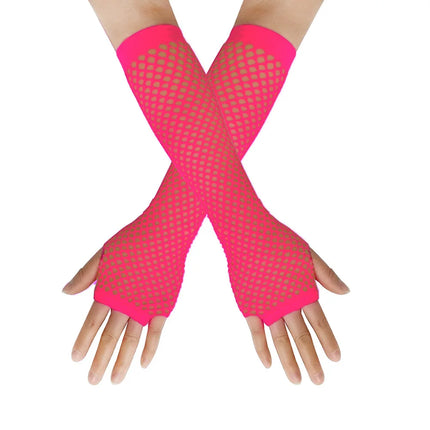 New Mesh Gloves Neon Fishnet Gloves Mittens Black Red Sheer Wear Fancy Dress for Womens Sexy Girls Punk Goth Dance Glove