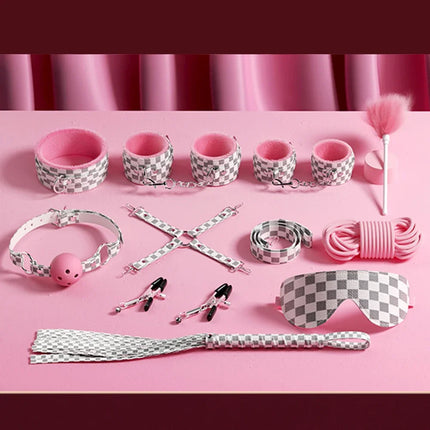 Exotic Bed Set Kits Exotic Toys Adults Games Leather Handcuffs Whip Gag Nipple Clamps Women Products
