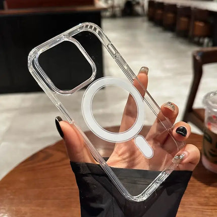 Original Transparent For Magsafe Wireless Charge Magnetic Case for iPhone 17AIr 16 15 14 13 12 11 Pro Max 7 8 Plus Acrylic Cover