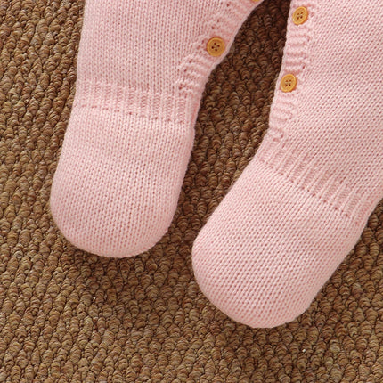 Pink Baby Girls Rompers Clothes 0-9m Cute Goose Knitted Newborn Infant Long Sleeve Jumpsuits One Pieces Toddler Overalls Outfits