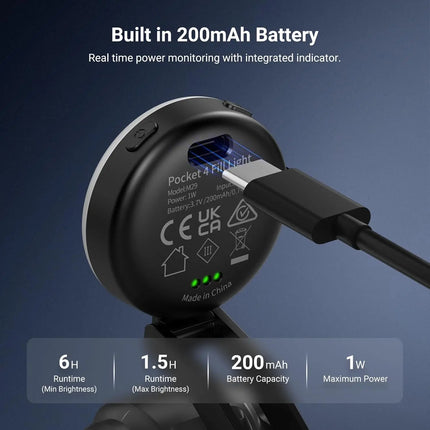 NEEWER Mini LED Auxiliary Fill Light For DJI OSMO Pocket 4 Gimbal Camera, 200mAh with 3 CCT Modes & USB C Charging, Lightin