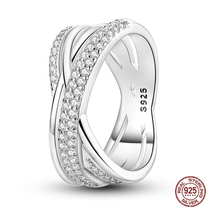 Rings For Women 100% 925 Sterling Silver Pink Heart Crown Star Moon Snowflake Zircon Rings Fashion Engagement Wedding Jewelry