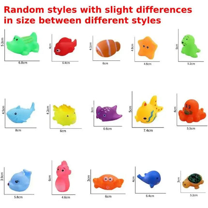 10pcs Preschool Bath Toys Rubber Sea Animals Toy Squeaky Bathtub Toys Baby Pool Floating Toy for Toddler Kids Party Decoration