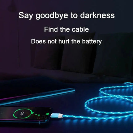Metal Streamer & Glowing LED Charger Cables - Fast Charging for iPhone,Huawei,Xiaomi,Samsung.Type C & Lightning Options