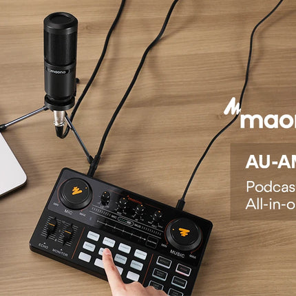 MaonoCaster AM200-S1 Audio Interface Podcast Studio Sound Card Kit with Microphone for Live Streaming Recording Youtube PC\Phone