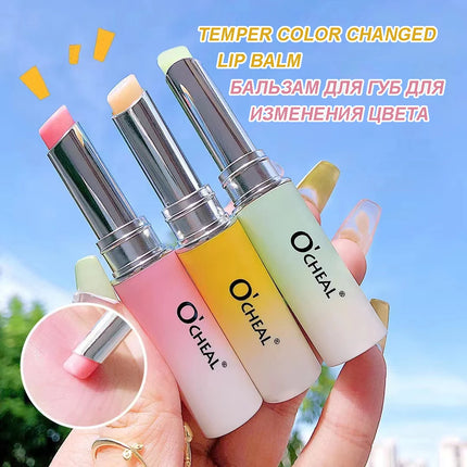 OCHEAL 3 Pcs Moisture Lip Balm Long Lasting Moisturizing Temperature Change Lipstick Anti Aging Repair Lips Mask Casual Type