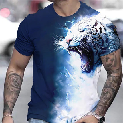 Tiger Print Men's Pattern Design O Neck Novelty T Shirt Temperament Casual Comfortable T Shirt Summer Men's 3D Clothing Tops