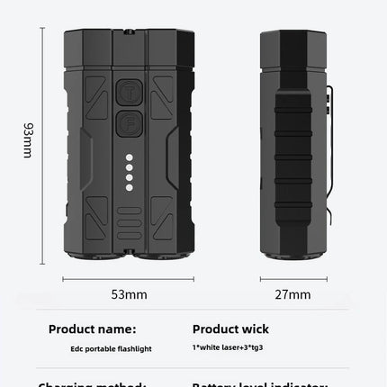JIASHUAIXIN Aluminum alloy high-performance EDC multi-function flashlight portable dual switch four-bead power display