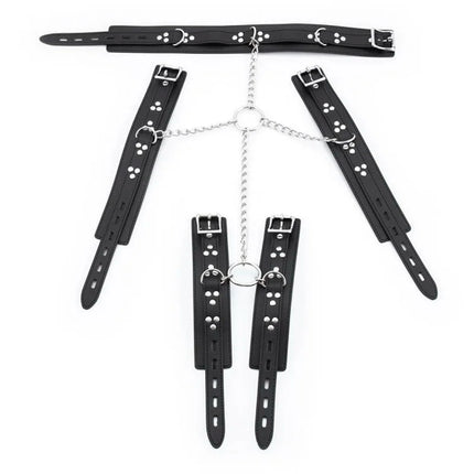 Thierry Fetish Neck Collar Wrist Arms Cuffs Restraint Leather Bondage Restraints Sex Toys for Couple Sex Products High Quality