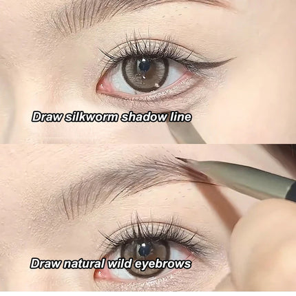 Waterproof Matte Red Eye Liner Paste with Blade Brush Soft Easy Coloring Slim Bold Gel Eyeliner Silkworm Cream Natural Tint