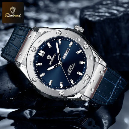 BINBOND Top Brand Business Classic Men's Watches Waterproof Date Week Luxurious Luminous Multifunction Fashion Male Quartz Watch