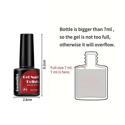 Faandin 7ml 1 Bottle, Solid Color Gel Nail Polish, Selected Red Nail Polish Gel, Uv Lamp Quick-Drying, Alcohol-Free, Full Color, Not Easy to Fade, High Saturation Color, Easy to Use, Can Be Used at Home, Essential Item for Fa