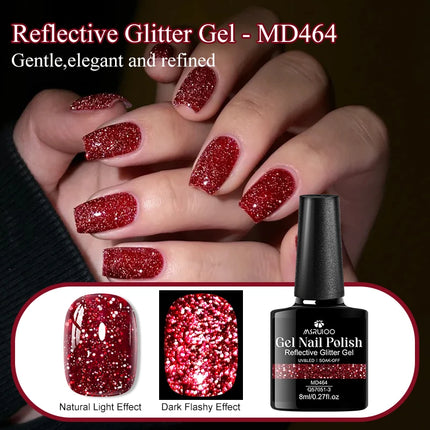 8ml Reflective Glitter Gel Nail Polish Nail Art Shiny Effect Semi Permanent UV  LED Gel Varnish Manicure DIY Nail Supplies