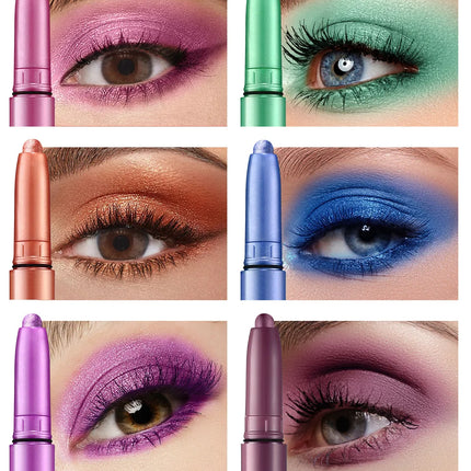 6-Color Eyeshadow Stick Pearlescent Matte Multi-color Anti-smudge Eyeshadow Pen 6 Pcs Set