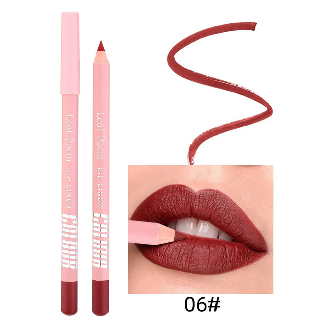 12 Color Nude Matte Lipstick Pencil Long-lasting Waterproof Lip Pencil High Pigmented Lip Liner Lip Makeup Tool