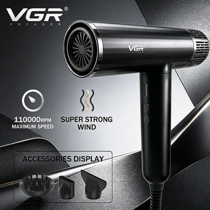 VGR Hair Dryer Professional Blow Dryer Wired Hair Dryer Machine BLDC Motor 110000 RPM Negative Ion Hair Styling Air Blower V-427