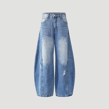 Men's Distressed Washed Denim Shorts: Summer Patchwork Shorts, Retro, Loose-Fit, Soft