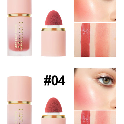 6 Colour Matte Liquid BlushEasy to apply long lasting waterproof blush sponge brush head