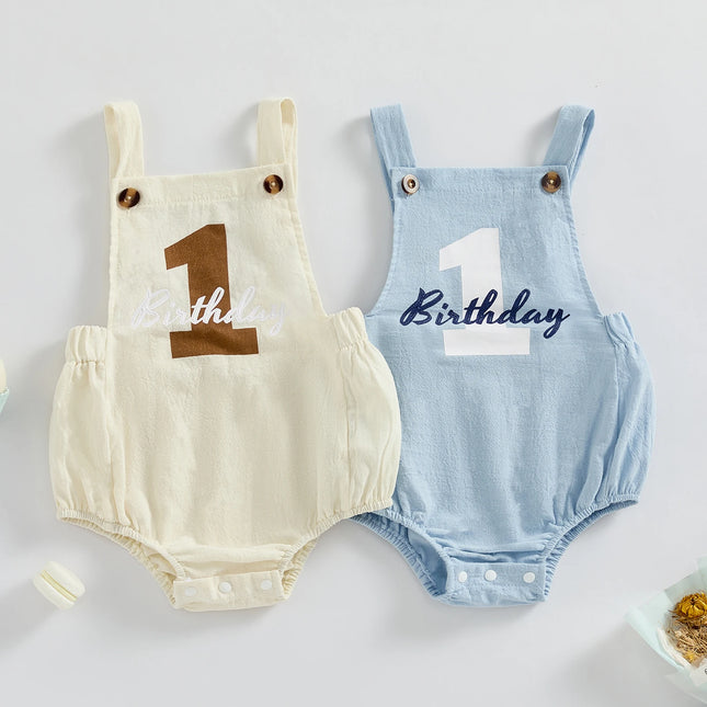Newborn Baby Overalls Romper 1st Birthday Party Clothes Summer Adorable Sleeveless Square Neck Straps Tank Romper for Girl Boy