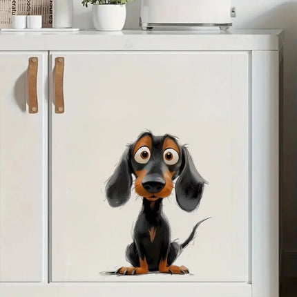 Cute Dachshund Puppy Self-Adhesive Toilet Stickers,Wall Decal Removable, Reusable Vinyl Car Sticker for Toilet Lid
