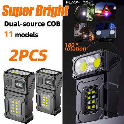 Mini USB Rechargeable LED Flashlight Portable Tail Magnet Flashlights Super Bright Camping Lantern Side COB Emergency Light