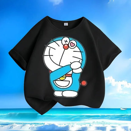 Low Price Doraemon Kids T-Shirts | Best Deal Hot Sale | Summer New Crew Neck Loose & Versatile Casual Tops for Boys Girls