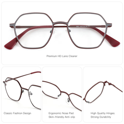 BLUEMOKY XXS Size Metal Custom Prescription Glasses For Men Women Polygon Anti Blue Light Myopia Optical Lenses With Recipe