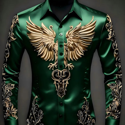 Noble and elegant, high-quality and comfortable men's long sleeved shirt, fashionable trend, digital printing, street outdoor
