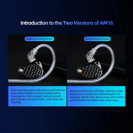 KZ AM16 Noise-Canceling earbuds sports headphones in-ear wired headphones 16BA balanced armature HIFI bass monitor headphones