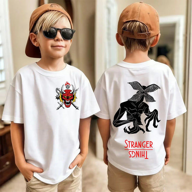 Trendsetting Stranger Things Prints for Summer Cheap Yet Chic O-neck Tees for Boys and Girls Soft Fashionable for Kids