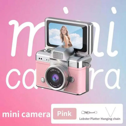 1.47 Inch Screen Thumb Keychain Camera 180° Flip Screen Neck Strap Design Retro CCD Mini Digital Camera Support Memory Card