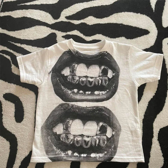 Punk Y2K Baby Short Sleeve Top Gothic Street T-shirt Women's Leisure Basic T-shirt Women's 2024 Summer Top E Girls' Gothic EMO