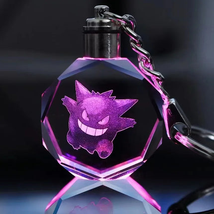 Pokemon Cartoons Anime Figure Pikachu Charizard Mewtwo Eevee Crystal Collection Luminous Keychain Pendant Model  Toy Gift