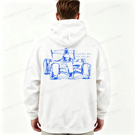 Sunday Racing Car Printed Men's Hoodies Long Sleeve Fleece Sweatshirts Hip Hop Casual Streetwear Tops Automotive Enthusiast Gift