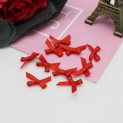 100pcs 1-2cm ( Very small ) Mini Polyester Satin Ribbon Bows Tie Scrapbooking Embellishment Hair Clips Pets Hair Bow Crafts