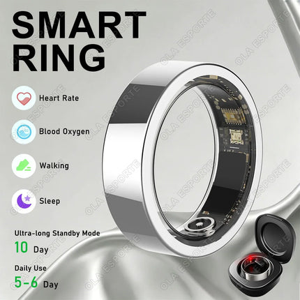 NEW Smart Ring Blood Pressure Heart Rate Sleep Monitoring Smartring IP68 & 5ATM Waterproof Multi-sport Mode Smartring Man Women