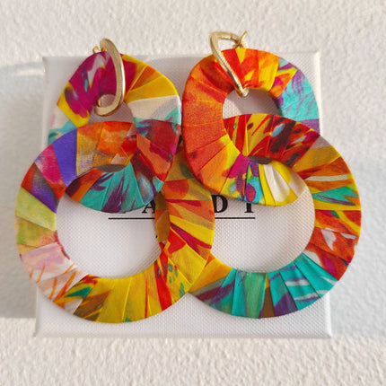 Original Design Handmade Custom Silk Earrings Exaggerated Large Hoops Fashionable Minimalist Women's Large Loop Earrings