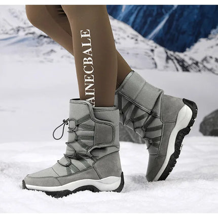Brand Men's Winter Shoes Waterproof Men's Boots Warm Plush Couple Snow Boots Outdoor Non-slip Hiking Boots Men Work Ankle Boots