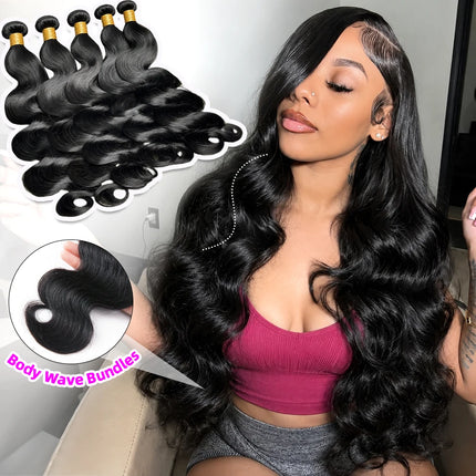 30 40 Inch Body Wave 1 3 4  Human Hair Bundles Brazilian Remy Unprocessed Human Hair Wavy Doule Drawn Bundles Weave Extensions