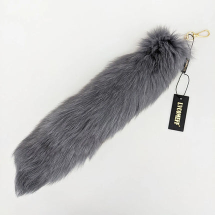 natural fox fur tail keychain furry 2024 chic y2k  beautiful accessory length 40 cm Car Keychains For Women