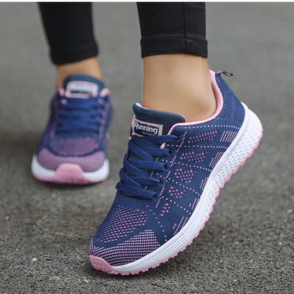 Women's Sneaker 2025 New Fashion Breathable Trainers Comfortable Sneakers Mesh Fabric Lace Up Women's Tennis Shoes For Women