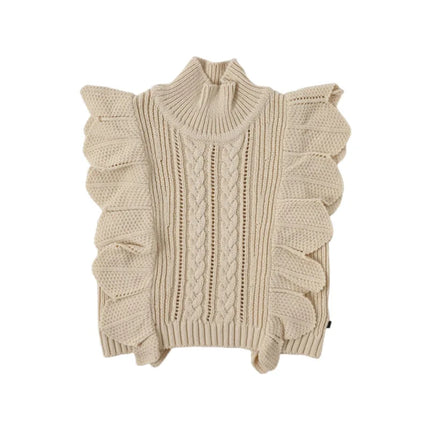 2025 Autumn Winter New Girls Fungus Edge High Neck Vest  Pure Cotton Soft Knitted Vest Warm Soft and Comfortable Baby Clothing