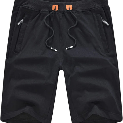 Drawstring Men's Cotton Shorts, Cozy Fit Slim Elastic Sports Shorts Man Casual Running Trendy Sweatpants Male Clothing