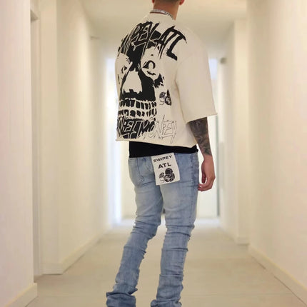 25 Summer Y2K Retro Gothic Skull Graphic Print T-shirt Men's Oversized Casual Cotton Short-sleeved T-shirt Street Top