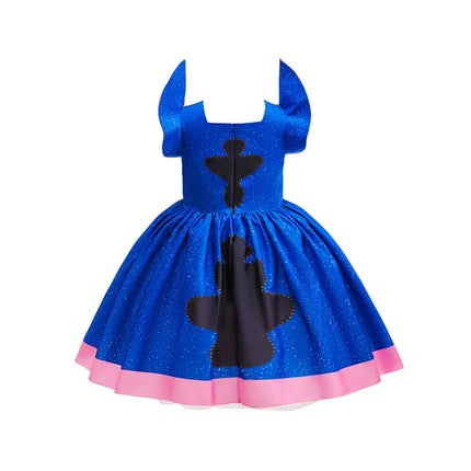 Disney Lilo and Stitch Same Style Girl Cosplay Stitch Halloween Party Dress + Accessories Summer Short-Sleeved Fluffy Cute Dress