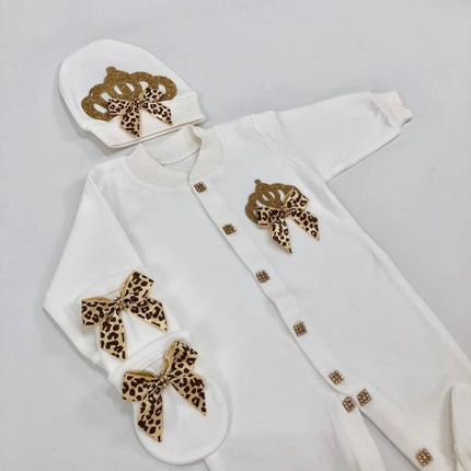 Original UK Prince Take Me Home Outfit Baby Crown Jewels set Baptism Bling Outfit Rubybelleb Light Blue 3pcs Layette Swaddle Set